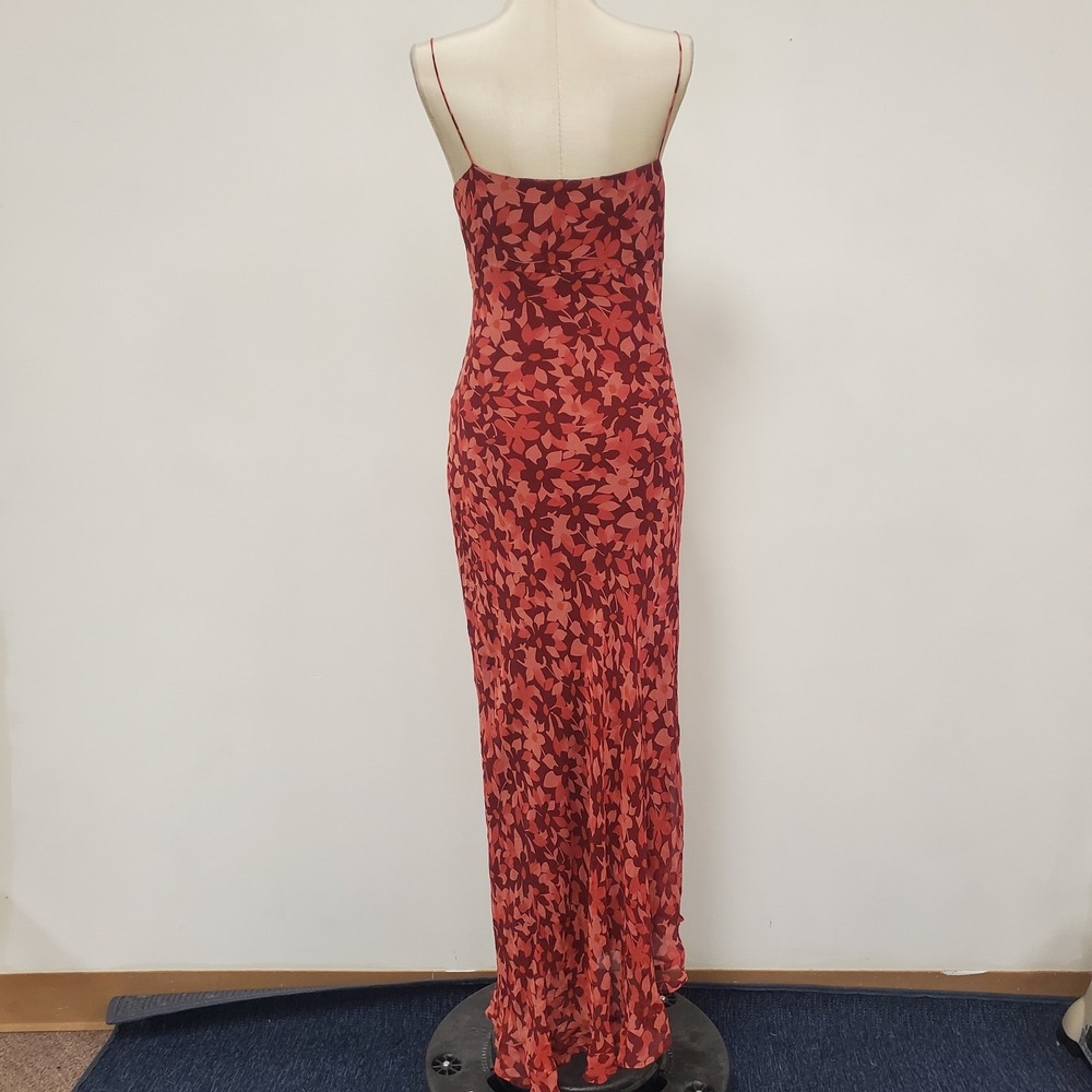 Ice Womens 90s Silk Romantic Maxi Dress Size 12 Red Floral Asymmetric Fairy - Picture 2 of 15